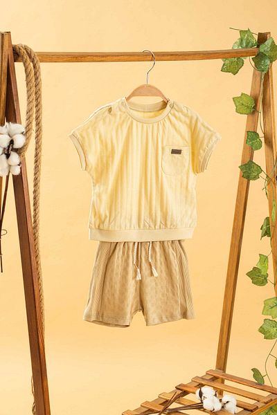 bombe Baby Kids Cotton Short Sleeve Shorts 2-Piece Set Trend Fashion Bottom Top Set