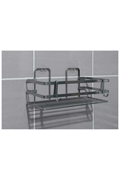 YÜCEKAYA TİCARET Single Tier Chrome Shampoo Rack Shower Shelf Washcloth Hanger, Chrome Soap Dish, Silver Shampoo Rack