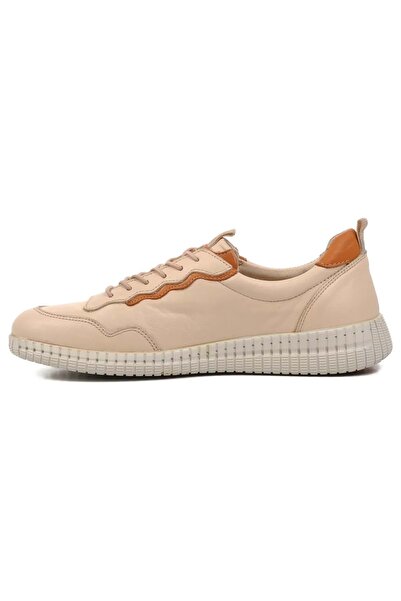 Venüs Polen Genuine Leather Orthopedic Women's Casual Shoes Beige