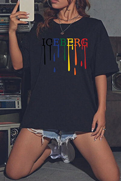 ciwi&life Μαύρο μπλουζάκι Unisex Iceberg με χαλαρή εφαρμογή