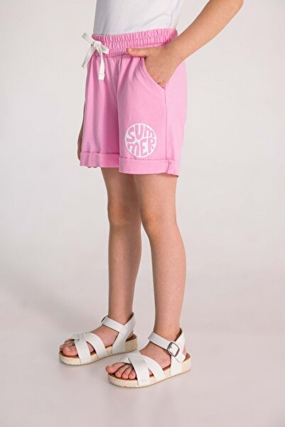 wakawakakidsstore Летни къси панталони с розов принт за момиче - Розови