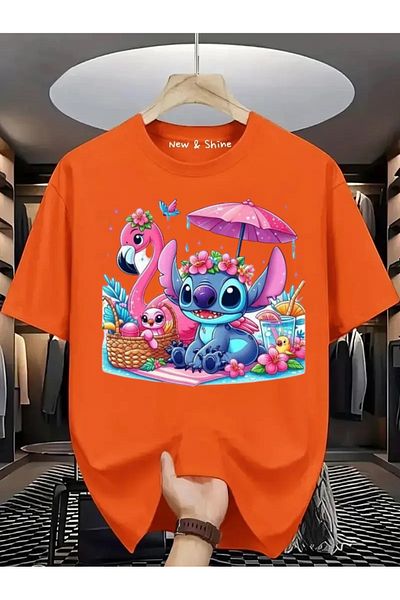 New Shine Stitch Printed Large Size Oversize T-Shirt