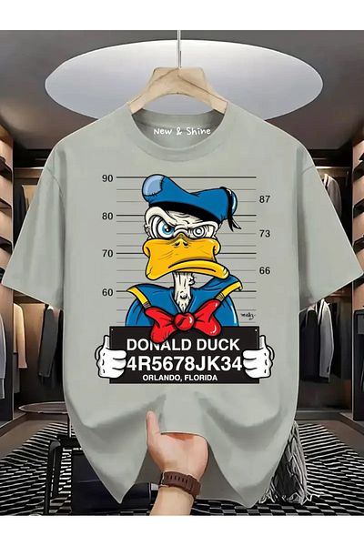 New Shine Donald Duck Printed Large Size Oversize T-Shirt
