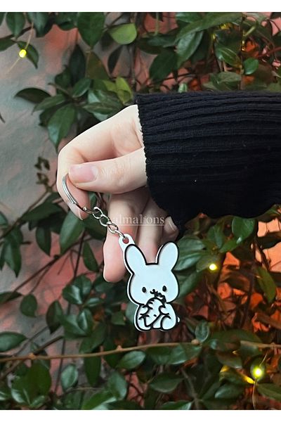 almalions Cute Rabbits 2 Pieces Rabbit Keychain Set Rabbit Charm Accessory