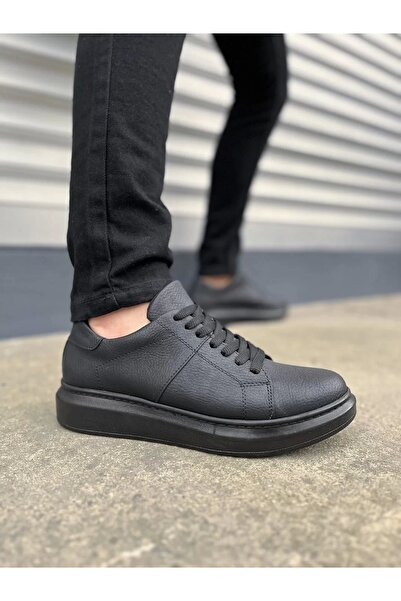 Generic Brand Jy151 Boost Lace-Up Skin Men's Casual Sneaker Shoes Cst - Black