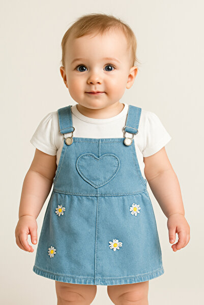 caliskanonline Daisy Patterned Summer Baby Girl Salopet Skirt