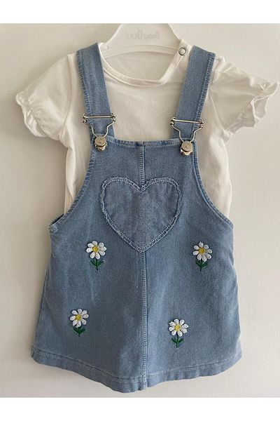 caliskanonline Daisy Patterned Summer Baby Girl Salopet Skirt