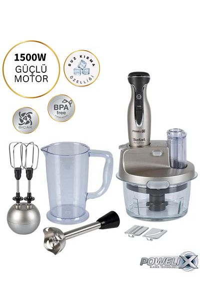 TEFAL 1500W Power 1.5 Liter Glass Bowl Blender & Chopper Food Processor - 4 Blade Blender