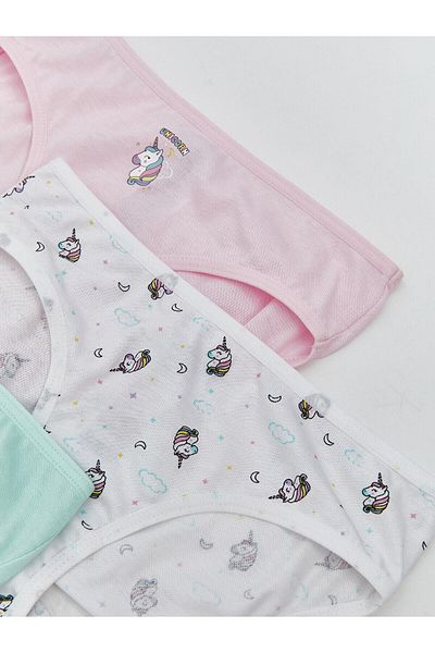 LC Waikiki Lcw Kids Girls' Combed Cotton Panties with Elastic Waist 3-Piece (S5)