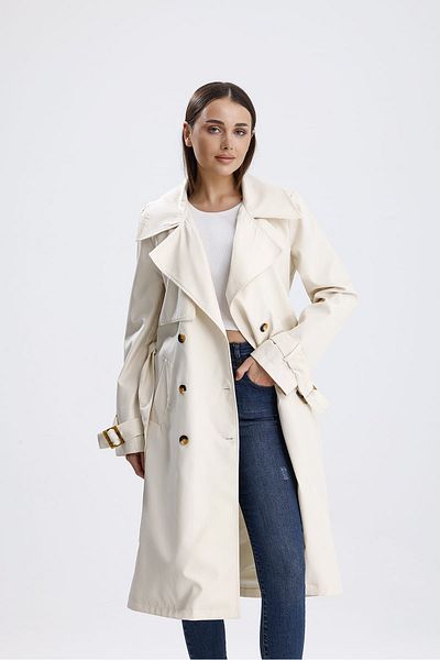 Parille Ecru Classic Belted Lined Trench Coat