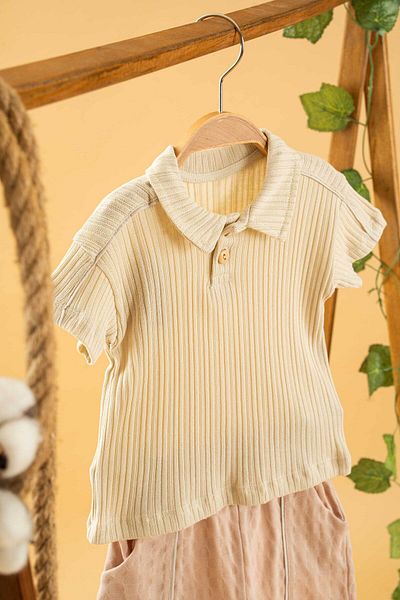 bombe Baby Kids Natural Cotton Shorts 2 Piece Set Trend Fashion Bottom Top Set