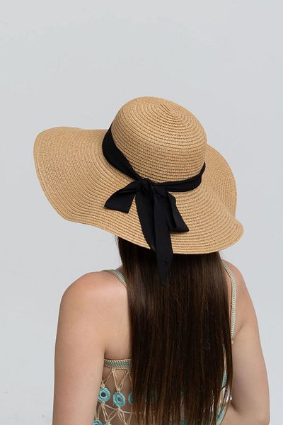 FELLMENS Camel Bow Wide Straw Women's Hat