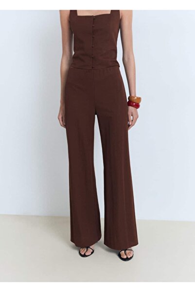 MANGO Woman Düz kesim dökümlü pantolon