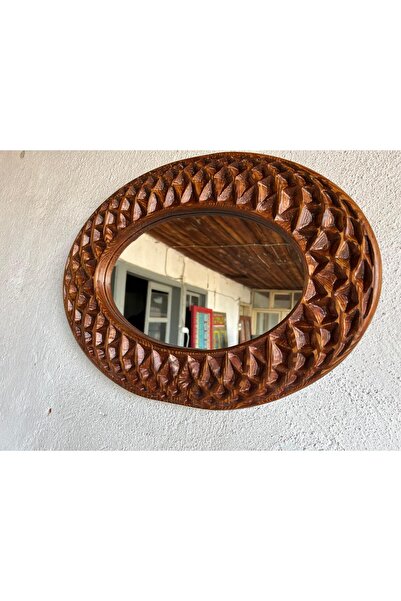 Home Ahşap Oyma Elips Ayna