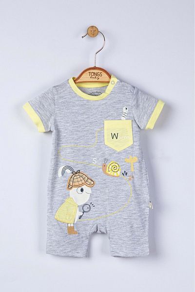wakawakakidsstore Yellow Baby Rompers with Worm and Snail Print