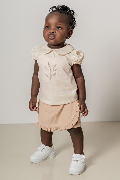 bombe Baby Kids Mink Baby Collar Cotton Shorts Set of 2 Trend Fashion Bottom Top Set