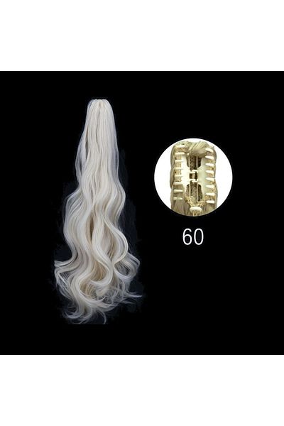 animis beauty Platinum Blonde ponytail, wavy, clip-in style, 50 cm, synthetic fiber with natural look