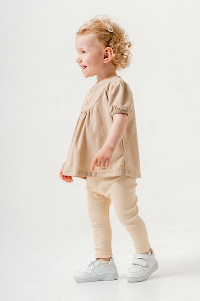 bombe Baby Kids Beige Cotton Tights 2-Piece Set Trend Fashion Bottom Top Set
