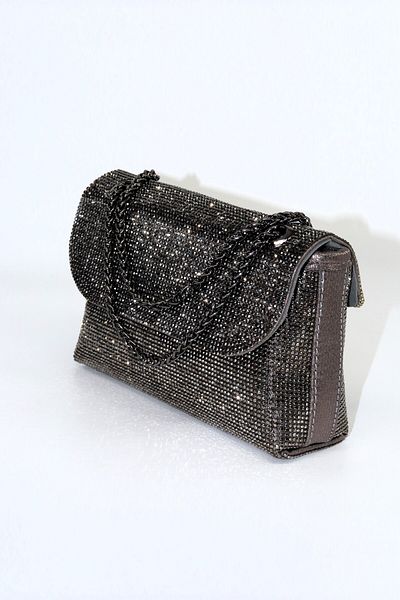 KEEBA Platinum Evening Dress Bag with Stones. Wedding Graduation Portfolio Clutch Evening Invitation Bag. Women's Evening Dress Stone Bag