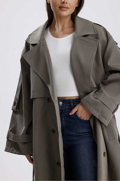 Parille Oversize Premium Khaki Belted Trench Coat