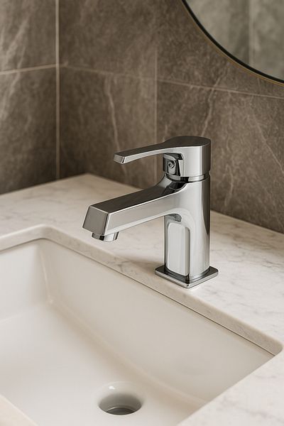 Sardıcı Chrome Lotus - Double Water Inlet Fixed Sink Faucet Open