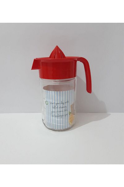 renkli çiçekler Glass Citrus Juicer 660 Ml Jug Type Citrus Juicer