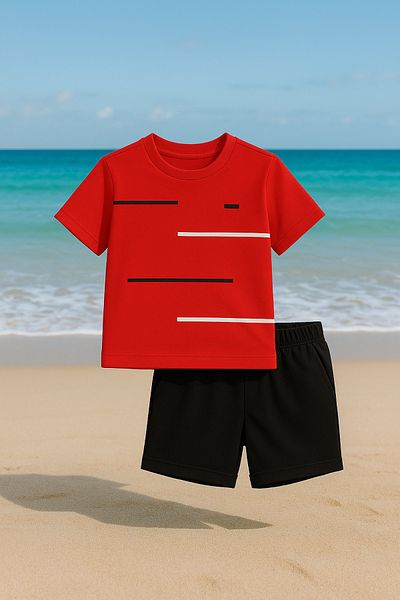 BEREKET BABY Boy's Summer Double Suit |   Short Sleeve T-Shirt & Shorts 6-24 Months