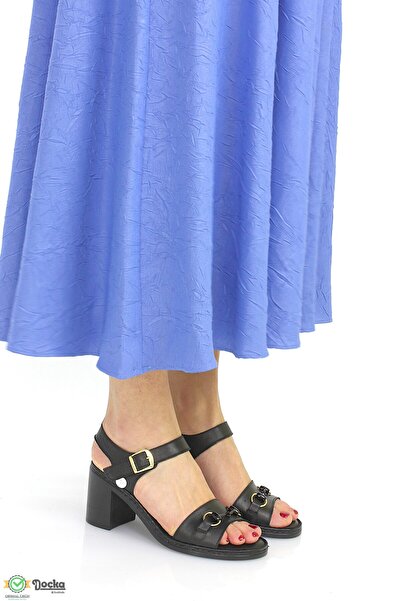 Mammamia Kadın Hakiki Deri Ortopedik Kalın Topuklu Sandalet M6YS2420