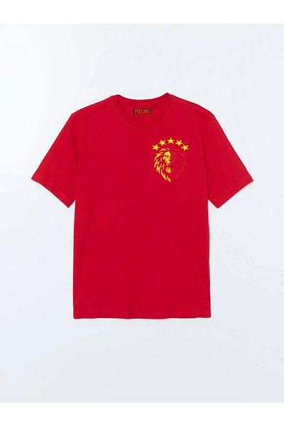MARKATEM Unisex Cotton Five Star Champion Lion Themed Back and Chest Printed Oversize T-Shirt