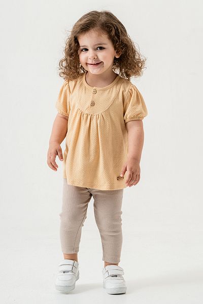 bombe Baby Kids Camel Cotton Leggings 2 Piece Set Trend Fashion Bottom Top Set