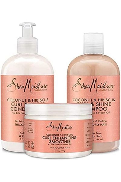 Shea Moisture Shampoo and Conditioner Set, Coconut and Hibiscus Curl & Shine 13-oz ea Bundled with C