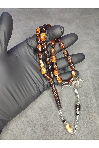Mos Tespih High End Moire Collectible Squeeze Amber Rosary