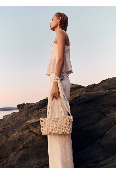 MANGO Woman Volanlı pamuklu bluz