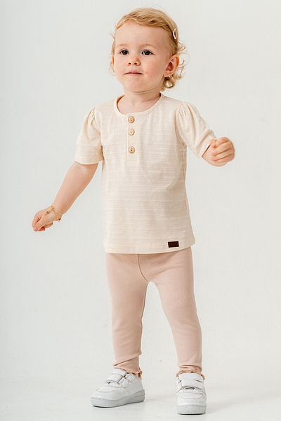 bombe Baby Kids Powder Cotton Leggings 2-Piece Set Trend Fashion Bottom Top Set