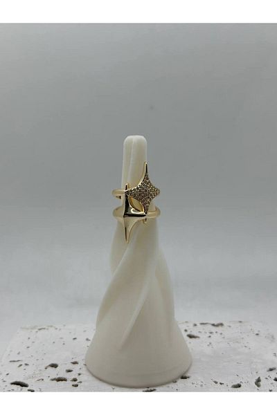 lysiaaccessory Steel Zircon Stone North Star Gold Ring