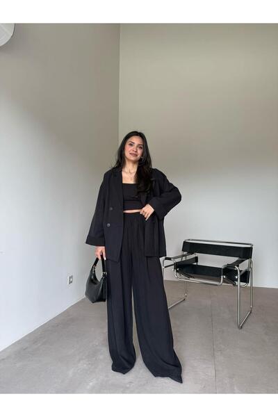 Bade Butik Black Sleeve Folded Jacket Pants Set