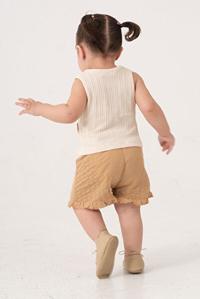 bombe Baby Kids Camel Cotton Shorts 2-Piece Set Trend Fashion Bottom Top Set