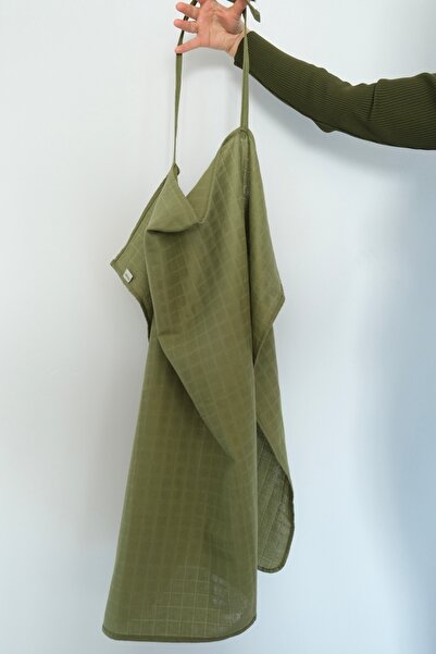 runbaby Green 75X75 cm Natural Single Layer Muslin Nursing Cover with Adjustable Straps