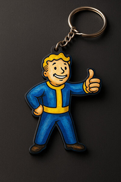 MODA سلسلة مفاتيح ثنائية الأبعاد تحت عنوان Vault Boy |   حقيبة على شكل لعبة وملحقات مفاتيح