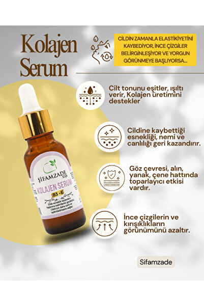 Şifamzade Kolajen Serum Gözenek Sıkılaştırıcı Hyalüronik Asit & Kolajen Yaşlanma Karşıtı 30ml