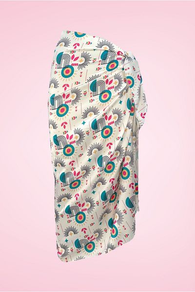 pistore Rochie de plajă pentru femei din satin lung cu model de inel turcoaz alb și galben Sezon nou