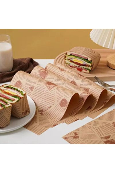 Carat Home Kendinden Desenli Yağlı Kağıt | 50 Adet Vintage Gazete Desen Sunum Kağıdı