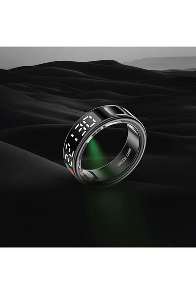 Green Lion Smart Ring Pro With Digital Display, Size 9 (18.9MM), 5.1 Bluetooth Connection- Black