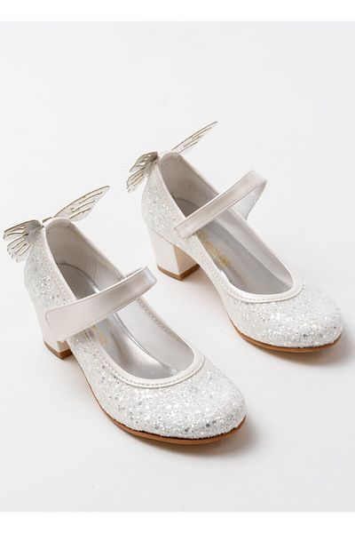 p papuccum ortopedi çocuk ayakkabıları Girl's Rainbow Butterfly Heeled Evening Dress Shoes