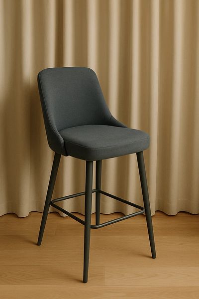 MARIA HOMES Modern Upholstered Bar Stool with Metal Legs – Elegant & Comfortable Counter Seating Chai
