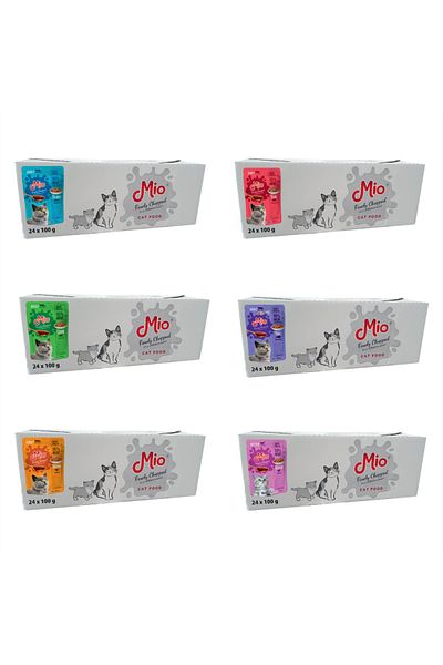 MİO Wet cat food❤️, Mio Cat Kitten, Adults, Sterilized, 6 boxes with 24 sachets of 100 g⭕