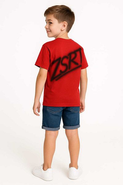 gigigiyim Back Text Printed Boy's T-Shirt Red
