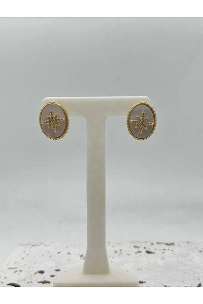 lysiaaccessory Gold Button Model Zircon Stone Earrings