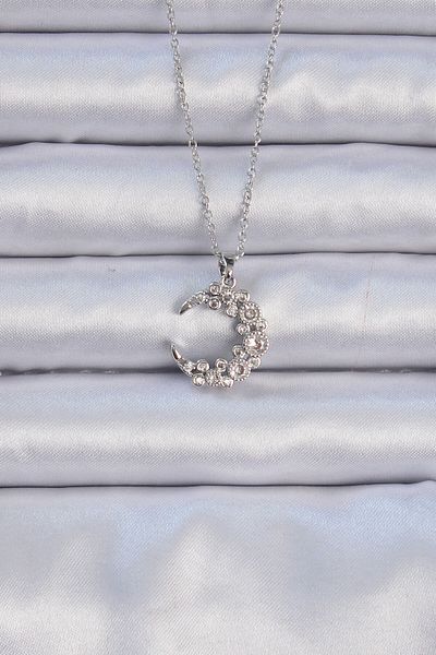 Skygo 316L Steel Chain Silver Color Zircon Stone Moon Necklace - Tj-Bko9074