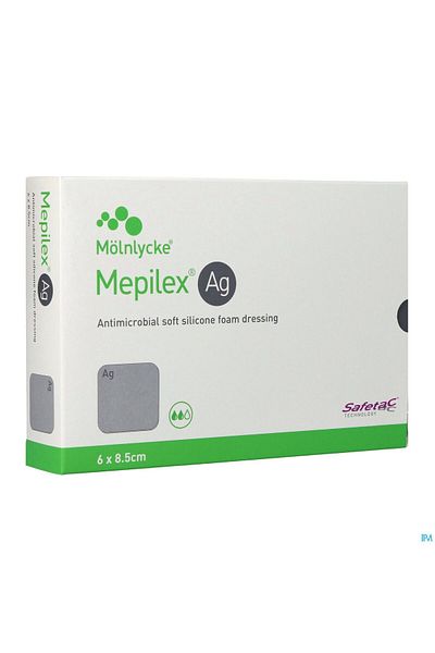 MÖLNLYCKE HEALTH CARE 5 Antimicrobial Foam Dressings for Burns and Wounds with Mild to Moderate Exudation 6 x 8.5 cm